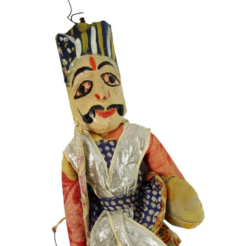 Indian Vintage Rajasthani Kathputli Puppet Folk Art Doll India Male Raja King